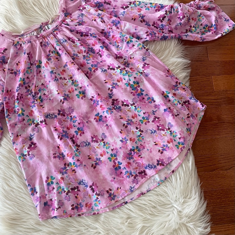 Soft Surroundings Pink and Blue Floral Top